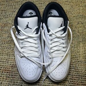 White and Black Air Jordan 1 Sneakers